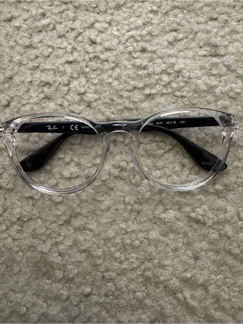 Ray-Ban Junior RY1554 Kids Eyeglass Frames – Crystal Clear & Black – 48-16-130